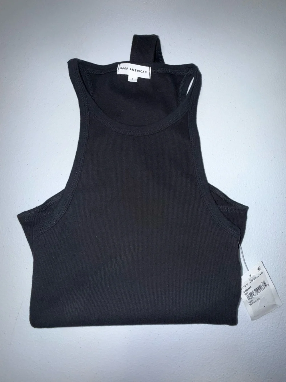Good American Organic Cotton Ribbed Shaping Thong Bodysuit Black Size small NWT - Picture 5 of 8